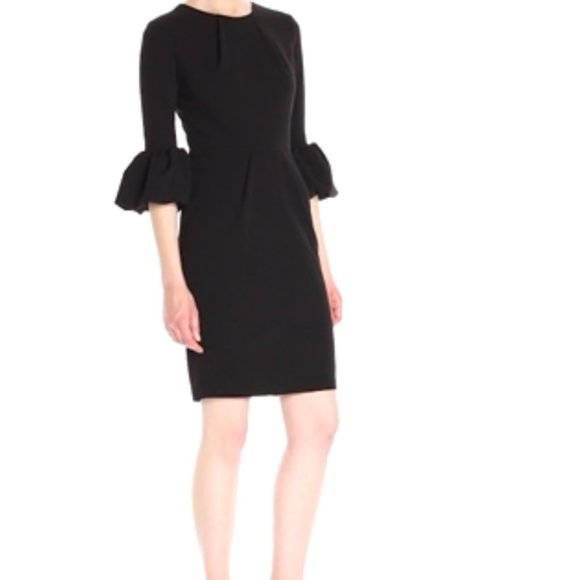 Betsy & Adam Dresses & Skirts - Betsy & Adam Sheath Puffed Bell Sleeves Black Dress